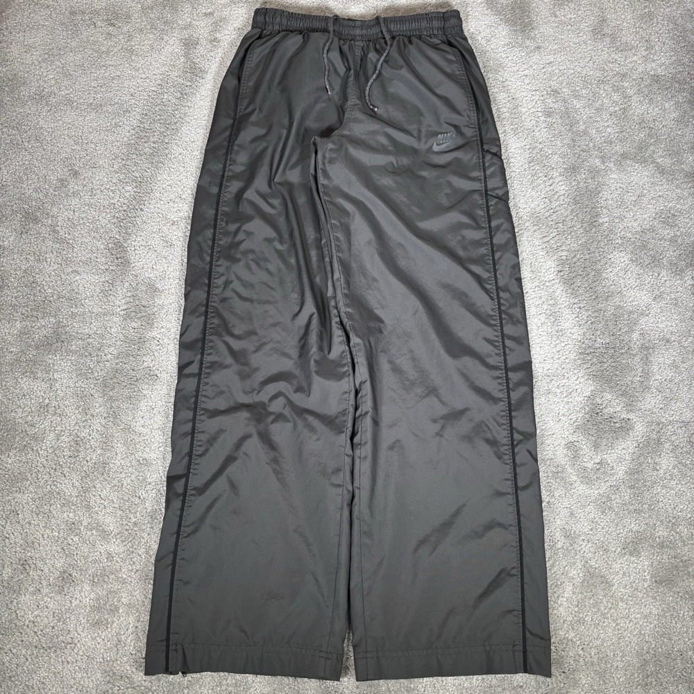 Vintage Nike Track Pants Mens M Gray Windbreaker Fleece Lined Straight Baggy Y2K